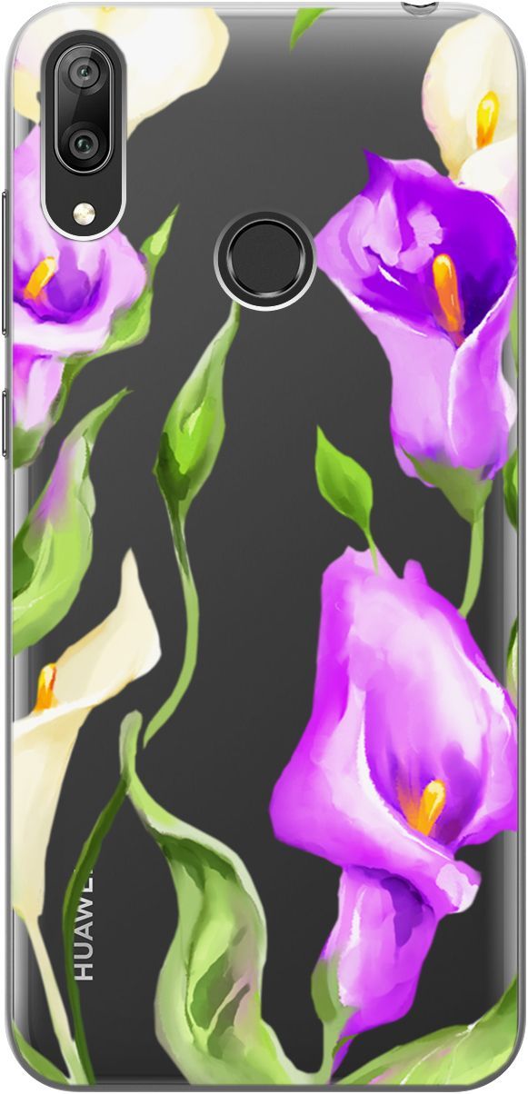 

Чехол на Huawei Y7 (2019) "Amazing Callas" прозрачный, Прозрачный;фиолетовый, 5286