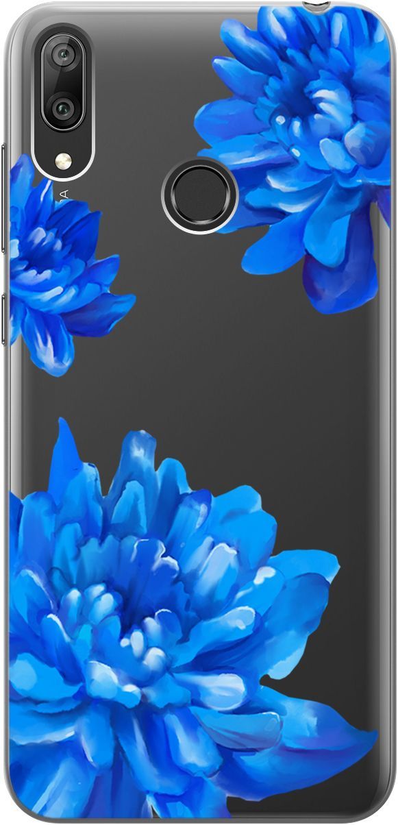 

Чехол на Huawei Y7 (2019) "Amazing Asters" прозрачный, Прозрачный;голубой, 5286