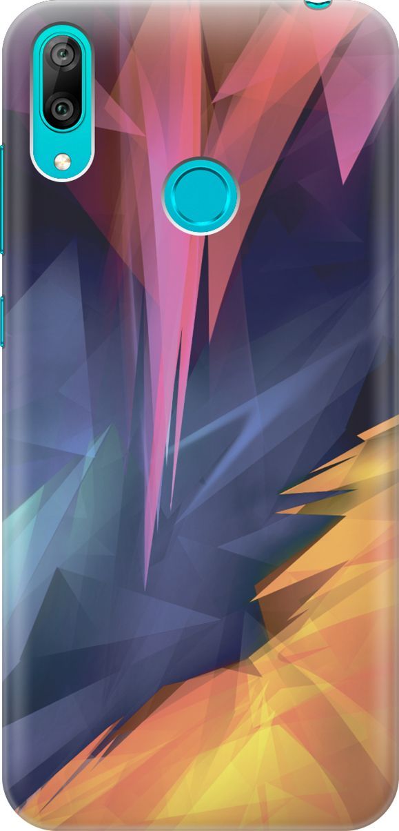 

Силиконовый чехол на Huawei Y7 (2019) "Розовый, синий, желтый", Желтый;розовый, 6188