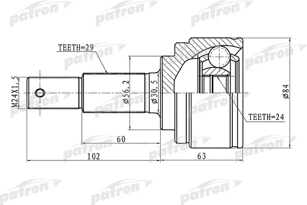

ШРУС наружный 29x56x24 NISSAN TEANA J31 03-08 PATRON PCV1476