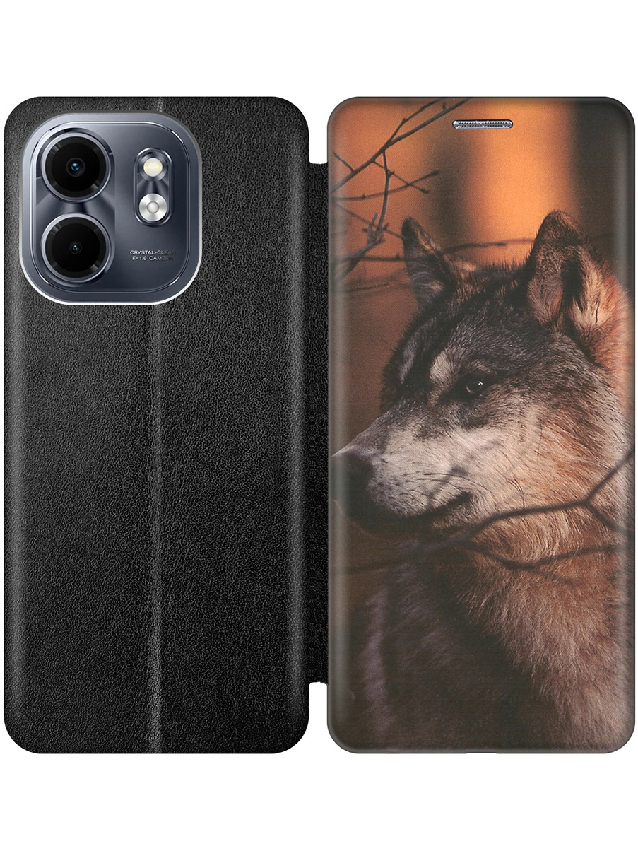 

Чехол-книжка на Infinix Hot 50i / Smart 9 с принтом "Красивый волк" черный, Черный;коричневый;серый, 786719313