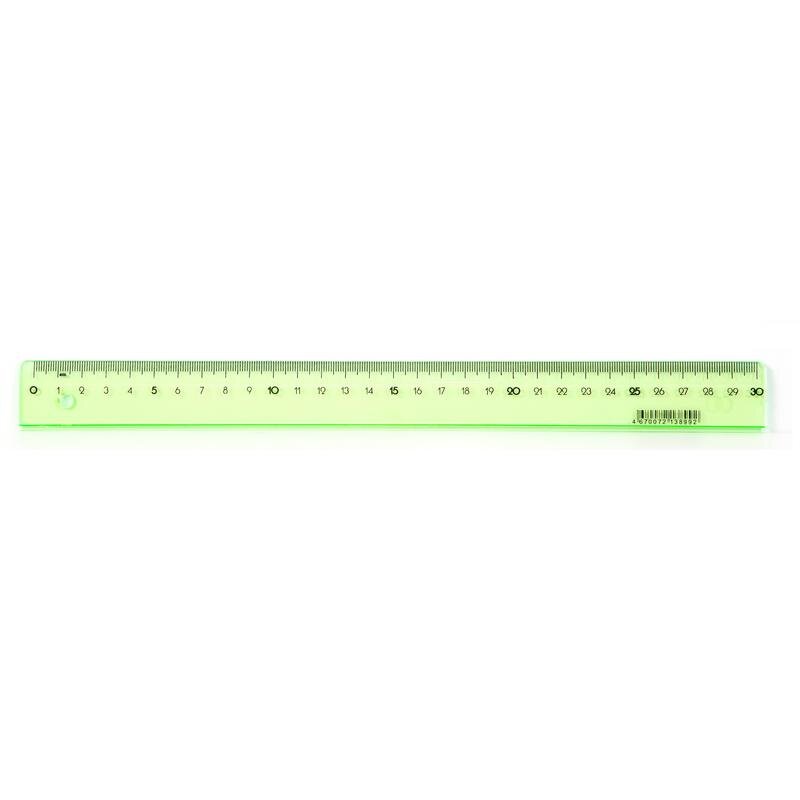 Линейка Attache Bright Colours 30 см пластиковая прозрачная зеленая, 1421628