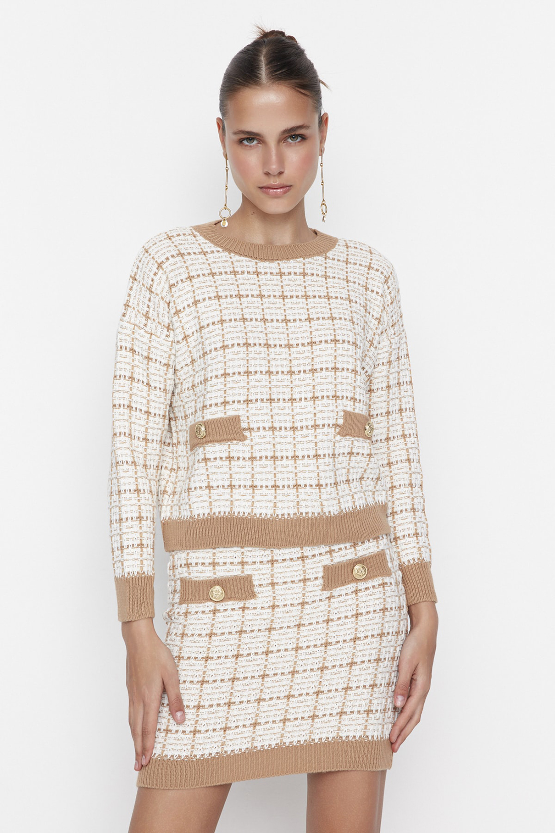 

Костюм женский Trendyol TWOAW21AU0003 бежевый S, TWOAW21AU0003