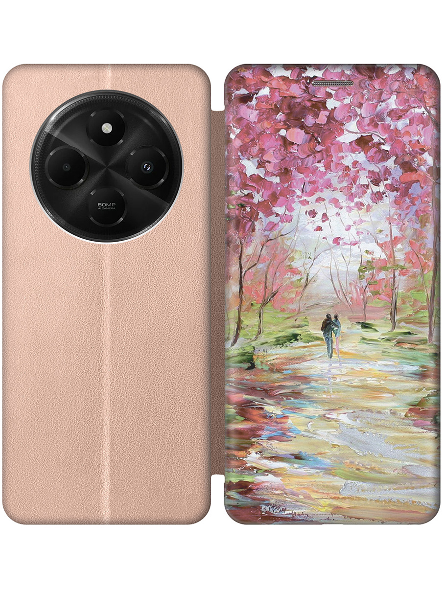 

Чехол-книжка на Xiaomi Redmi 14C / Poco C75 с принтом "Весенняя роща" золотой, Золотистый;желтый;зеленый;розовый, 786715785