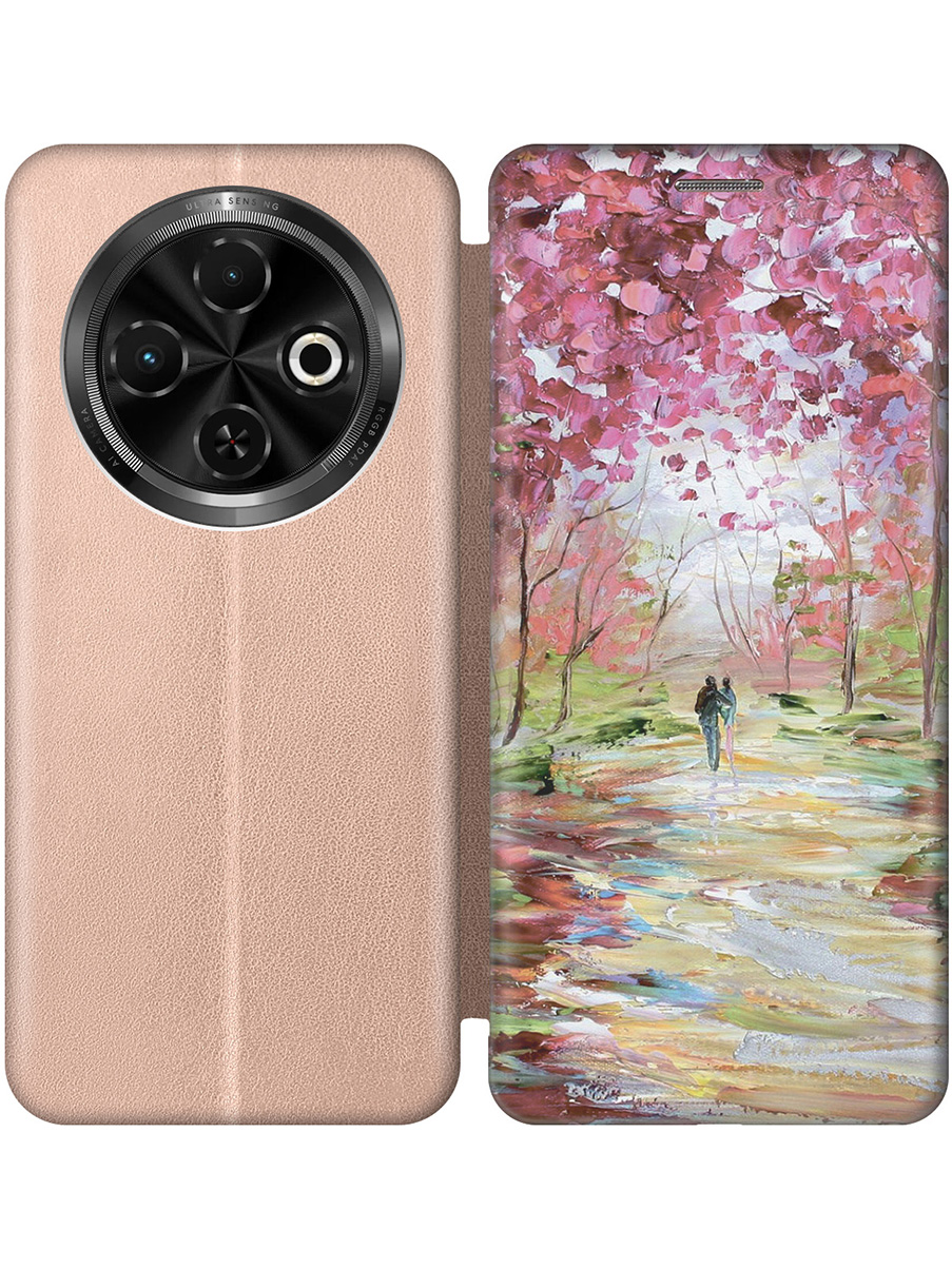 

Чехол-книжка на Tecno Spark 30C с принтом "Весенняя роща" золотой, Золотистый;желтый;зеленый;розовый, 786716385