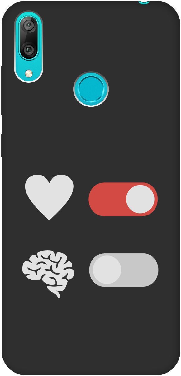 

Матовый чехол на Huawei Y7 (2019) "Brain Off W" черный, Черный;белый, 8394