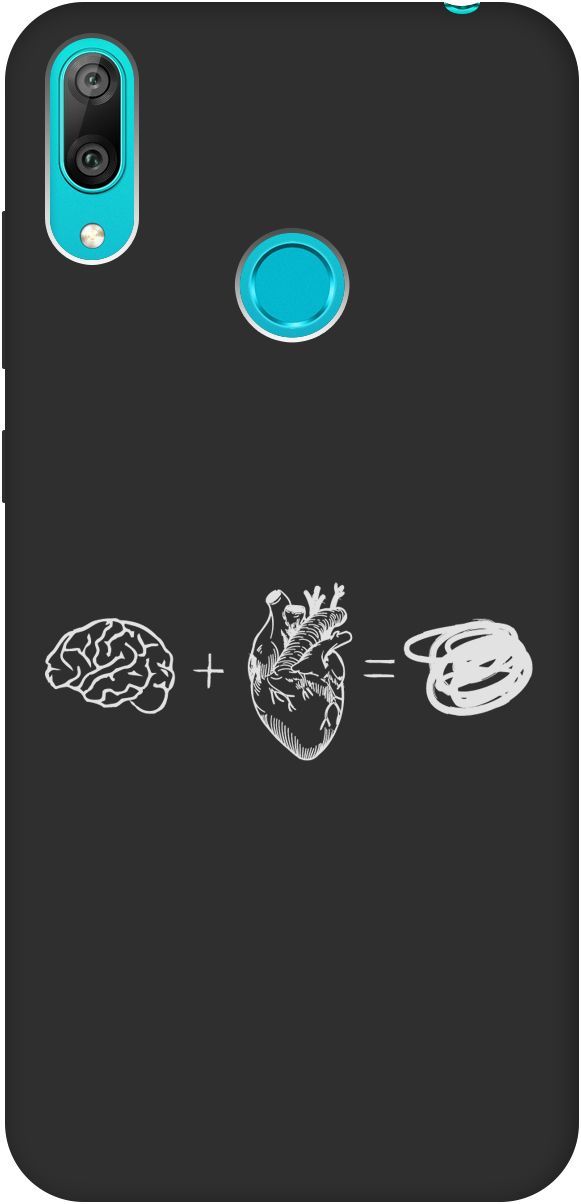 

Матовый чехол на Huawei Y7 (2019) "Brain Plus Heart W" черный, Черный;белый, 8394