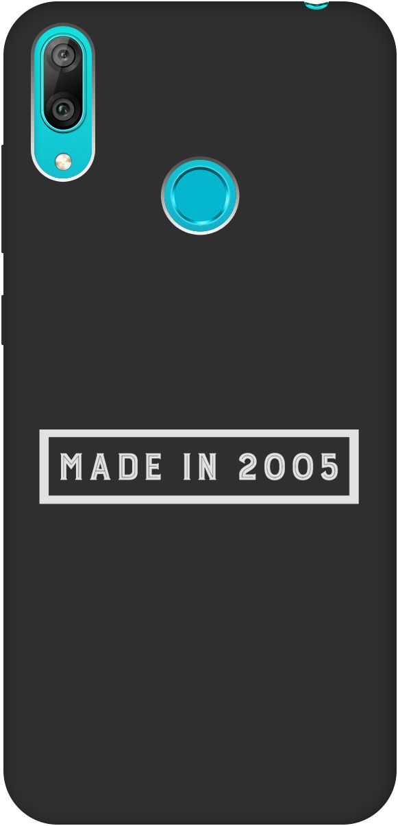 

Матовый чехол на Huawei Y7 (2019) "2005 W" черный, Черный;белый, 8394
