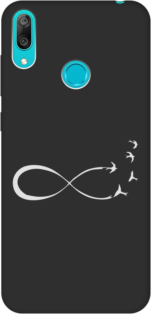 

Матовый чехол на Huawei Y7 (2019) "Infinity W" черный, Черный;серебристый, 8394