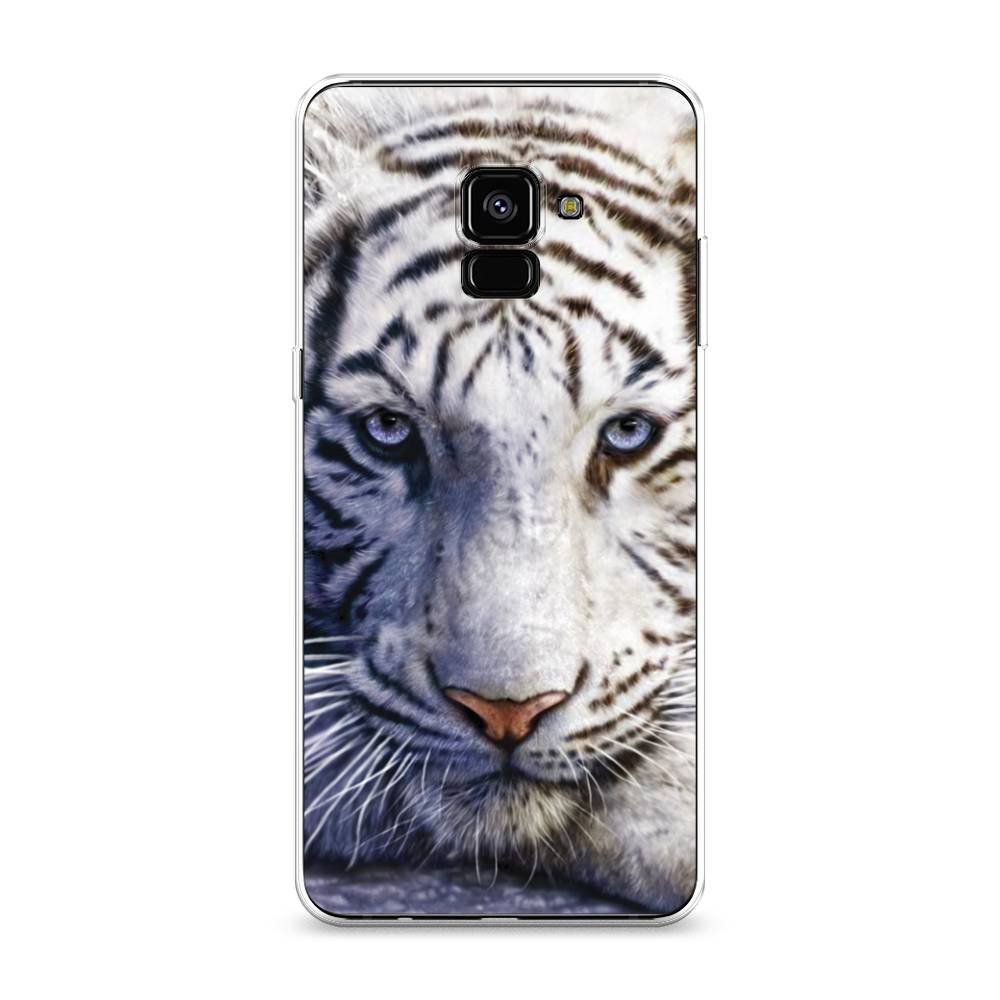 

Чехол на Samsung Galaxy A8 Plus 2018 "Бенгальский тигр", Коричневый;белый, 25550-1