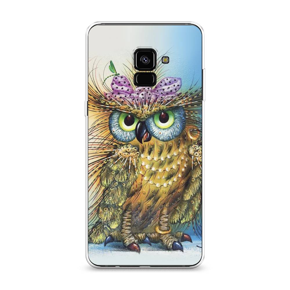 

Чехол на Samsung Galaxy A8 Plus 2018 "Модная сова", Коричневый;голубой, 25550-1