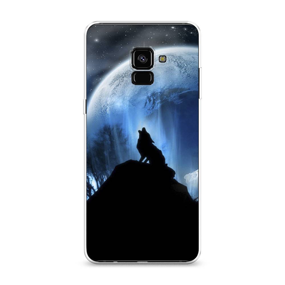 

Чехол на Samsung Galaxy A8 Plus 2018 "Волк 2", Синий;черный;белый, 25550-1