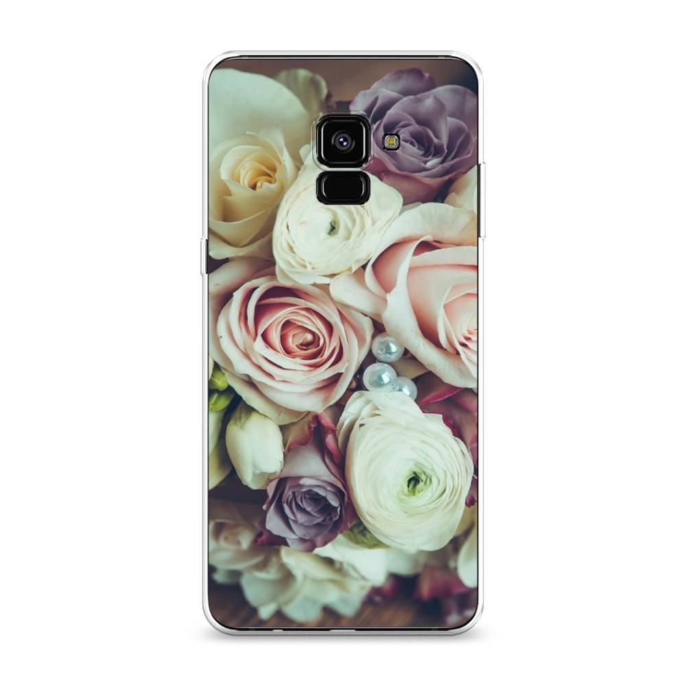 

Чехол на Samsung Galaxy A8 Plus 2018 "Свадебный букет", Белый;фиолетовый, 25550-2