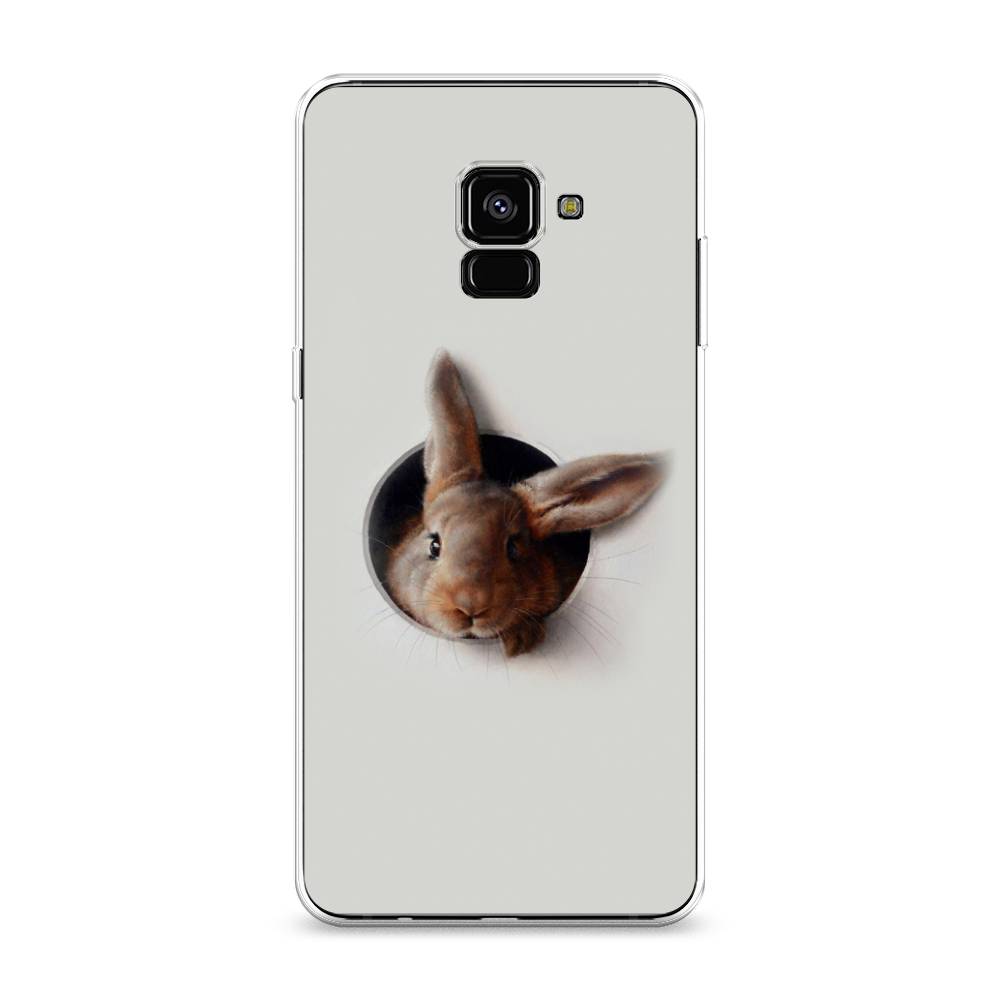 

Чехол на Samsung Galaxy A8 Plus 2018 "Любопытный кролик", Серый;коричневый, 25550-1