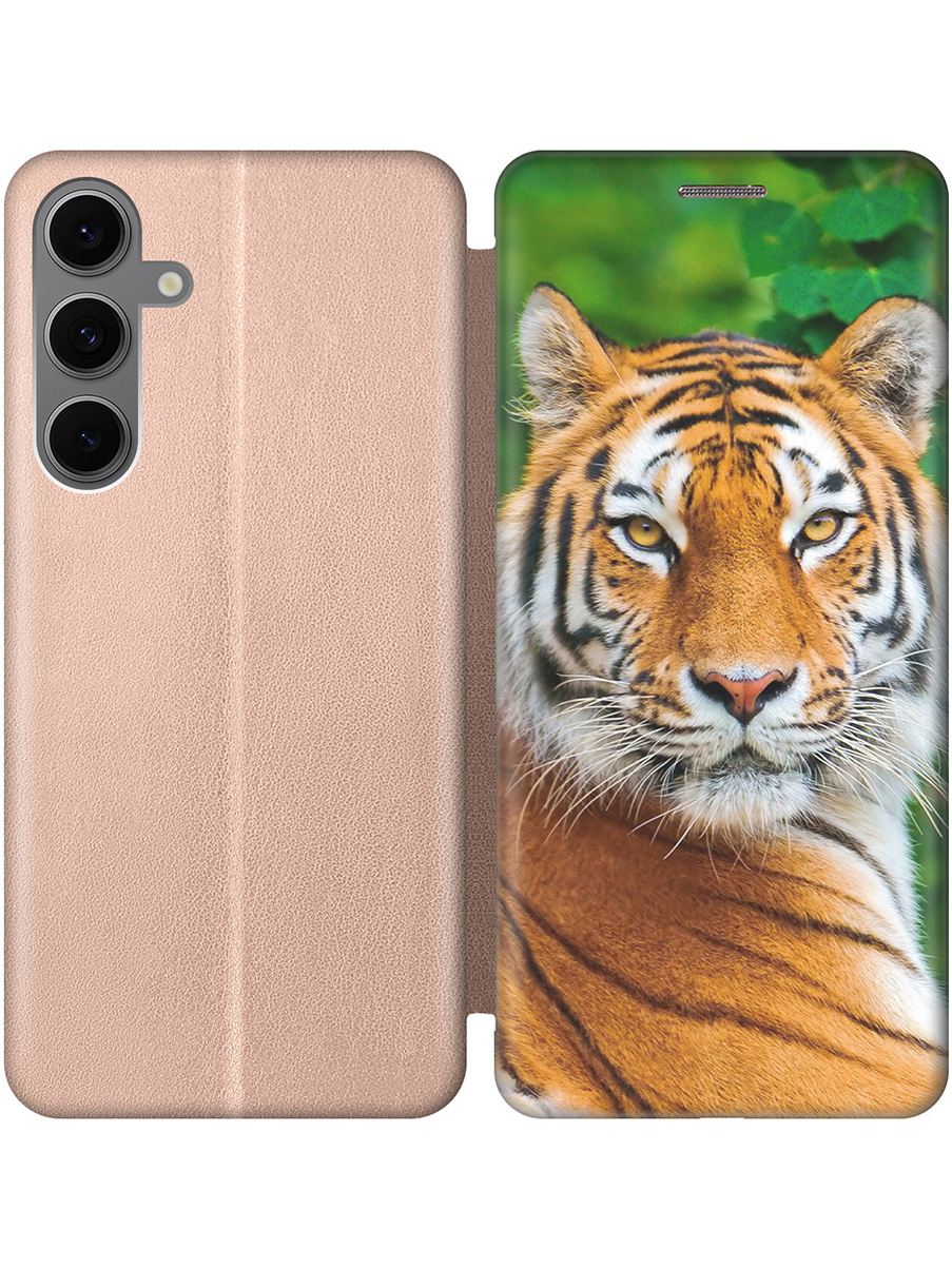

Чехол-книжка на Samsung Galaxy S24 FE с принтом "Портрет тигра" золотой, Золотистый;зеленый;оранжевый;черный, 786718113