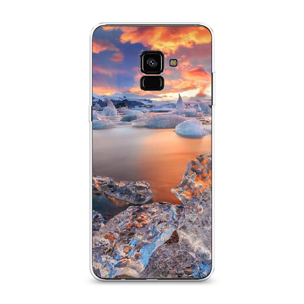 

Чехол на Samsung Galaxy A8 Plus 2018 "Ледники", Синий;оранжевый, 25550-2