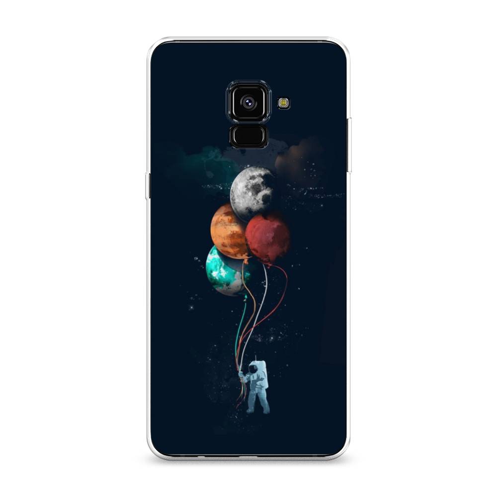 

Чехол на Samsung Galaxy A8 Plus 2018 "Космонавт с шариками", Разноцветный, 25550-4