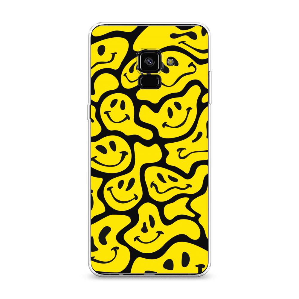 

Чехол на Samsung Galaxy A8 Plus 2018 "Расплывчатые смайлики желтые", Черный;желтый, 25550-6