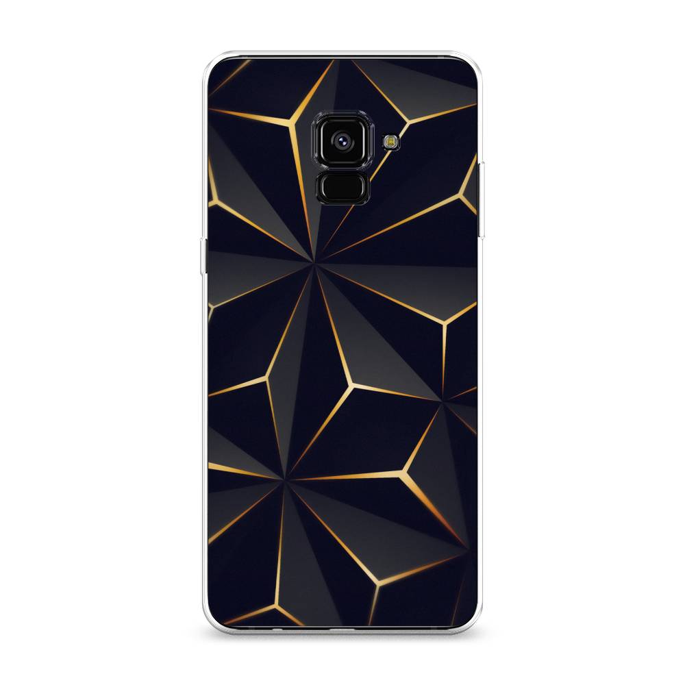 

Чехол на Samsung Galaxy A8 Plus 2018 "Черные полигоны", Золотистый;черный, 25550-3
