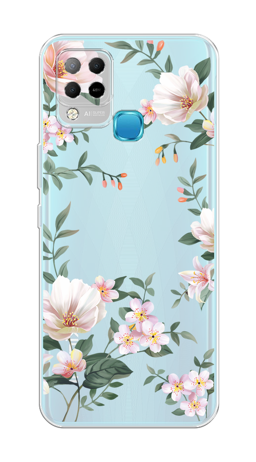 

Чехол на Infinix HOT 10S/Hot 11 G37 "Beautiful white flowers", Бежевый;зеленый, 3102150-1