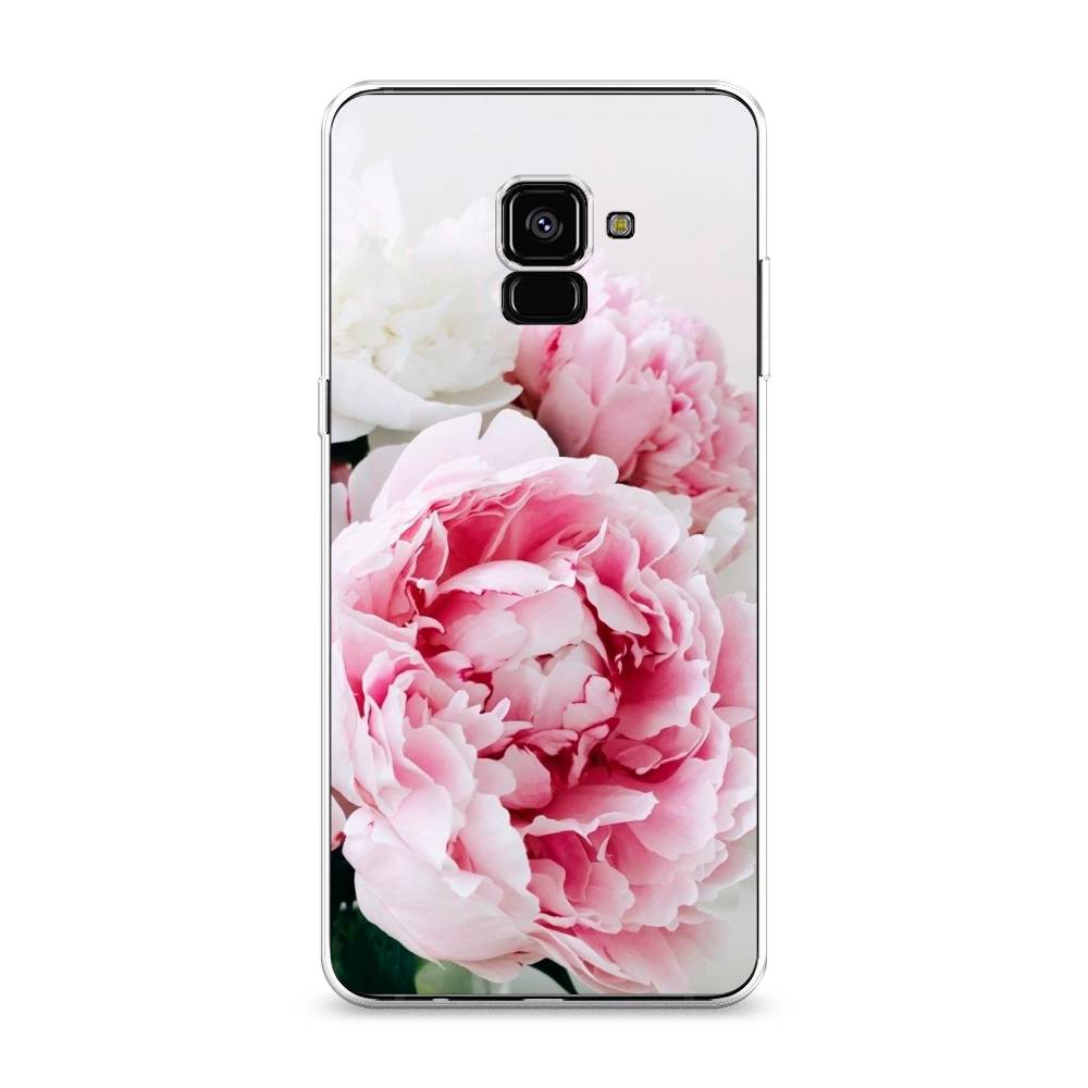 

Чехол на Samsung Galaxy A8 Plus 2018 "Розовые и белые пионы", Розовый;белый, 25550-2