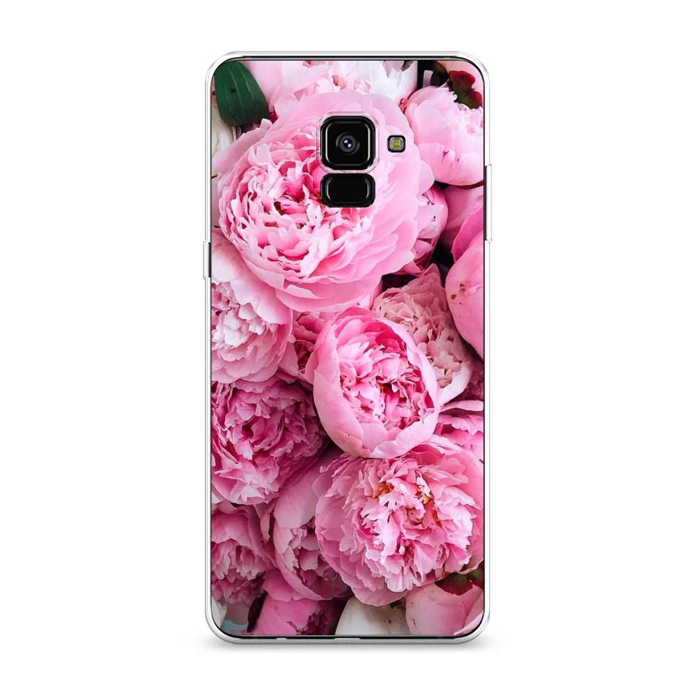 

Чехол на Samsung Galaxy A8 Plus 2018 "Розовые пионы", Бежевый;розовый, 25550-2