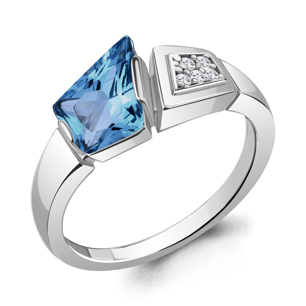 

Кольцо из серебра с фианитом Aquamarine Aquamarine 6743893А_925_р р. 17, 6743893А_925_р