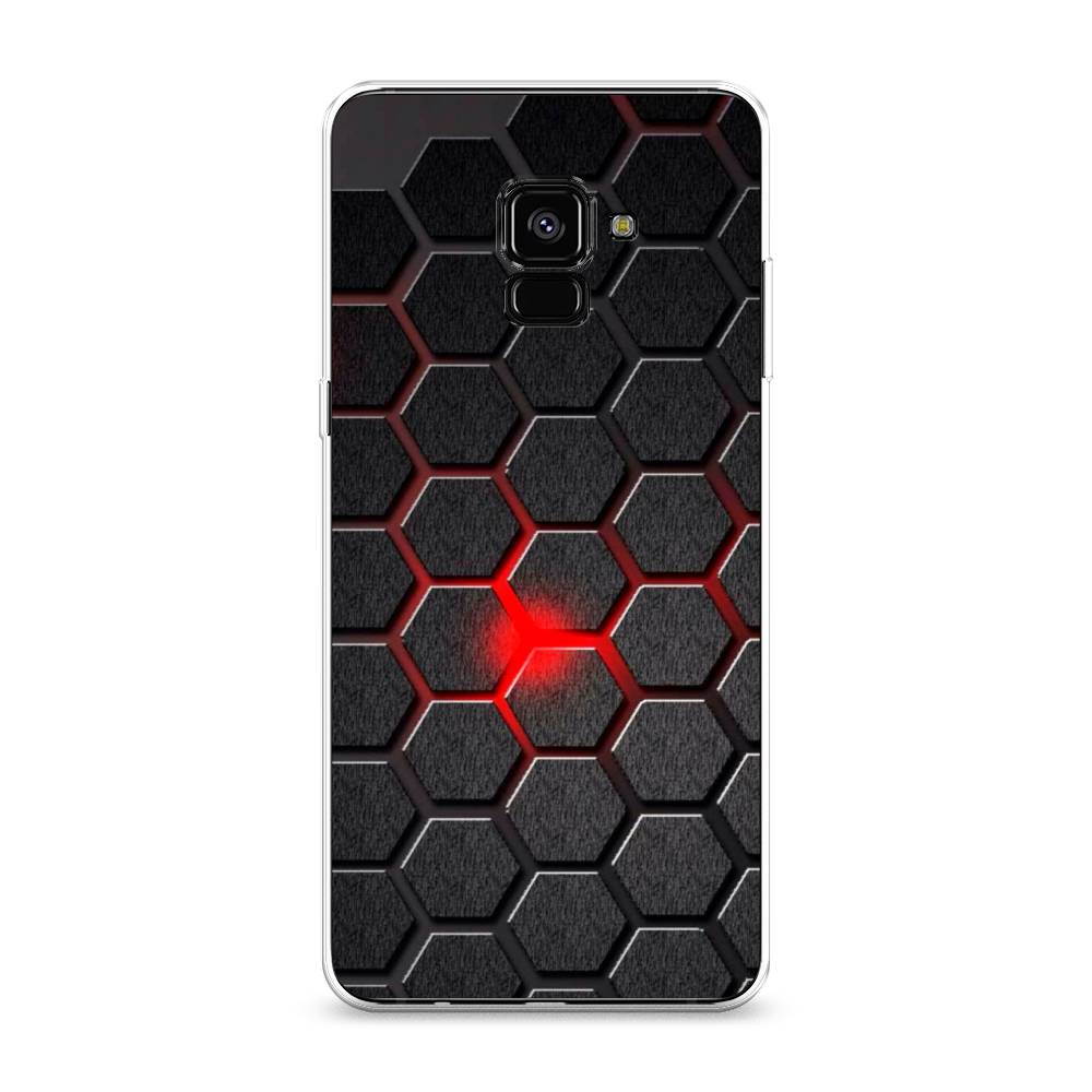 

Чехол на Samsung Galaxy A8 Plus 2018 "Соты красные", Красный;черный;серый, 25550-3