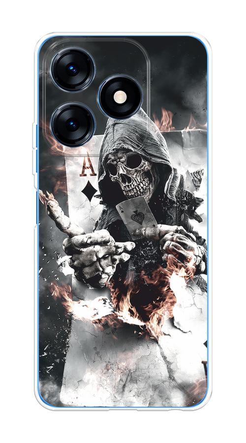 

Чехол на Tecno Spark 10/10C "Карты черепа в капюшоне", Белый;серый, 303650-1