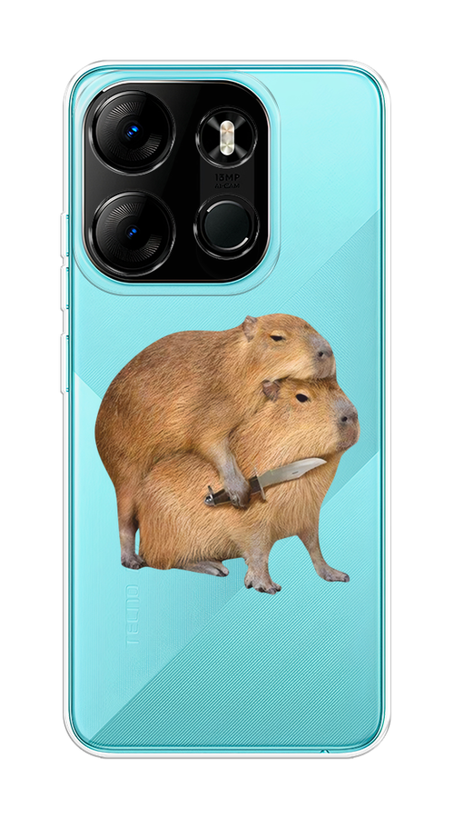 

Чехол на Tecno Spark Go 2023/Pop 7 Pro/Infinix Smart 7 "Капибара с ножом", Бежевый, 303450-1