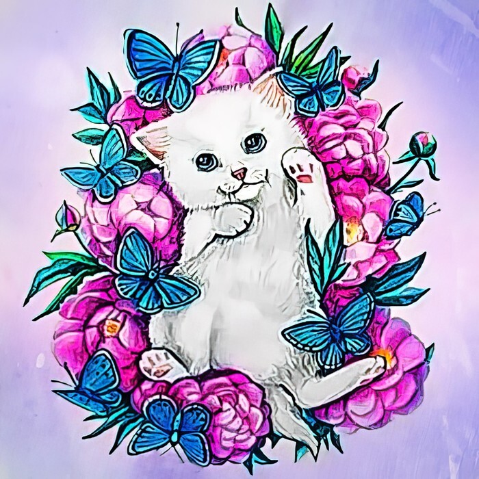 

Алмазная мозаика Алмазное хобби Котёнок в цветах, 20x20 см