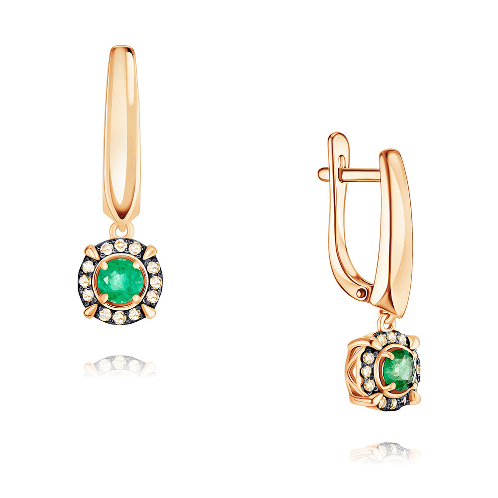 

Серьги из красного золота ADAMAS 24040719/01-А50ДЧ-483, бриллиант/изумруд, 24040719/01-А50ДЧ-483