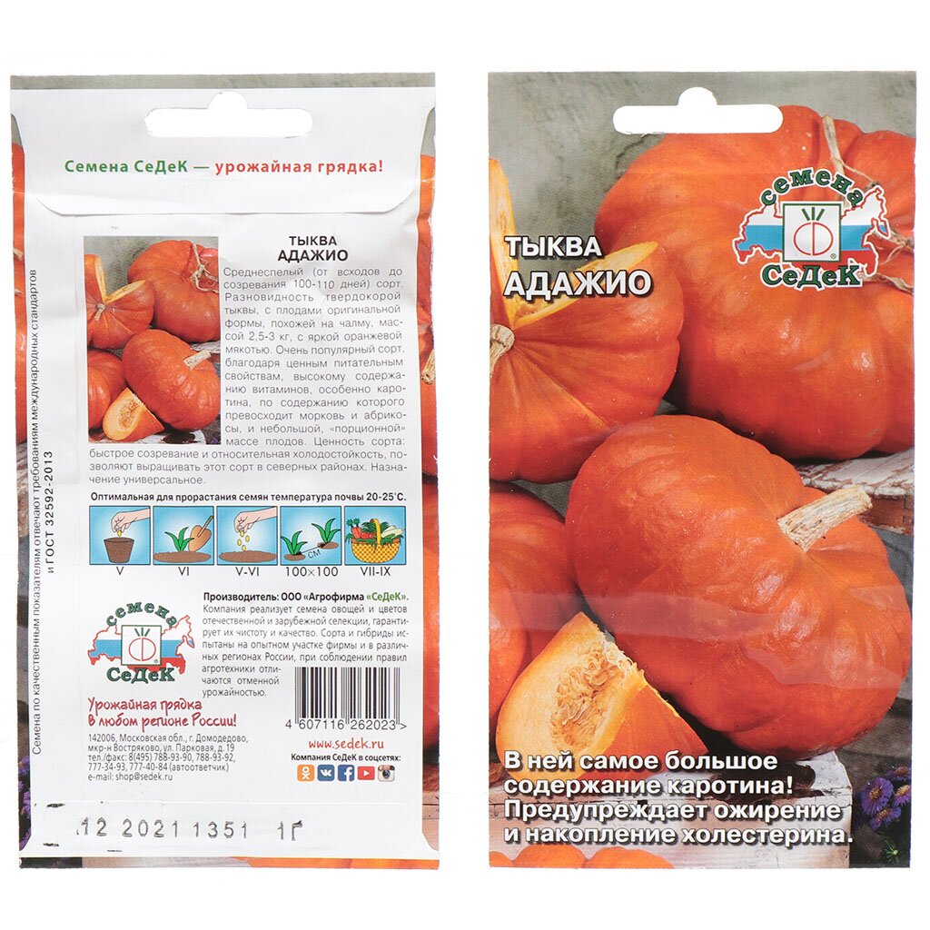 

Семена тыква Адажио СеДеК 307642