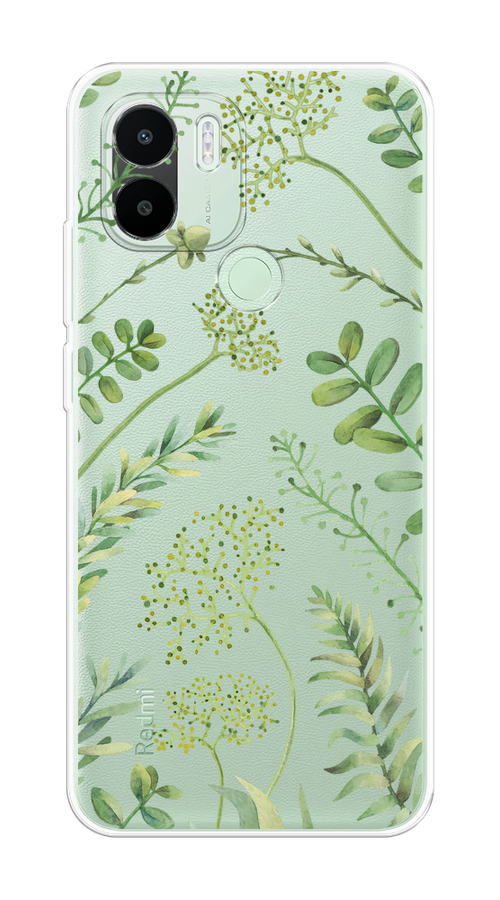 

Чехол на Xiaomi Redmi A1+/Redmi A2+/Poco C51/C50 "Green Leaves", Зеленый;прозрачный, 319450-1