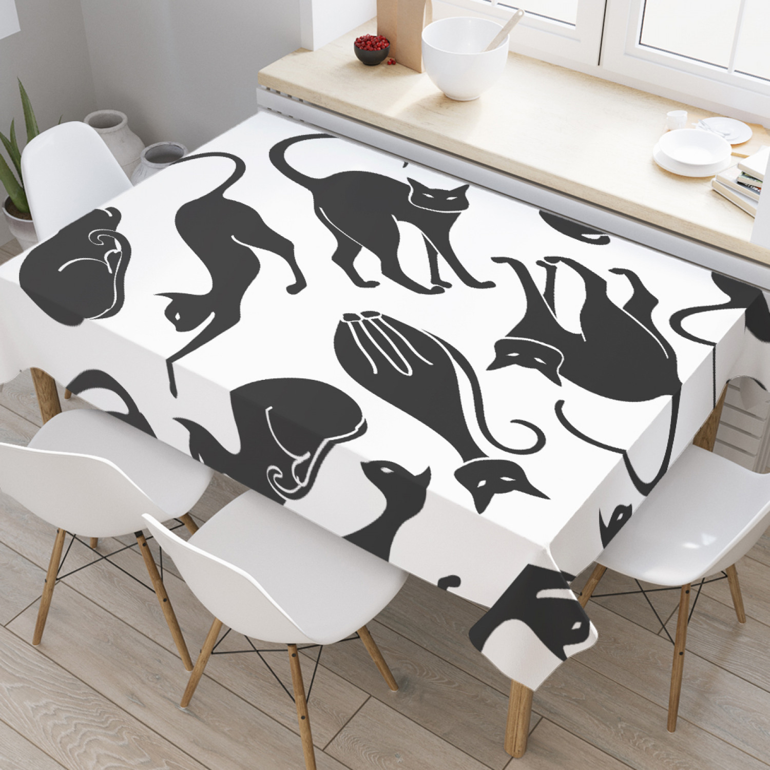 

Скатерть прямоугольная JoyArty "Многообразие кошек" из оксфорда, 120x145 см, Черный, Многообразие кошек