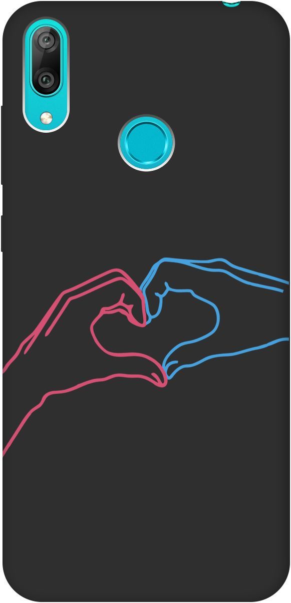 

Матовый чехол на Huawei Y7 (2019) "Fall in Love" черный, Черный;голубой, 2480