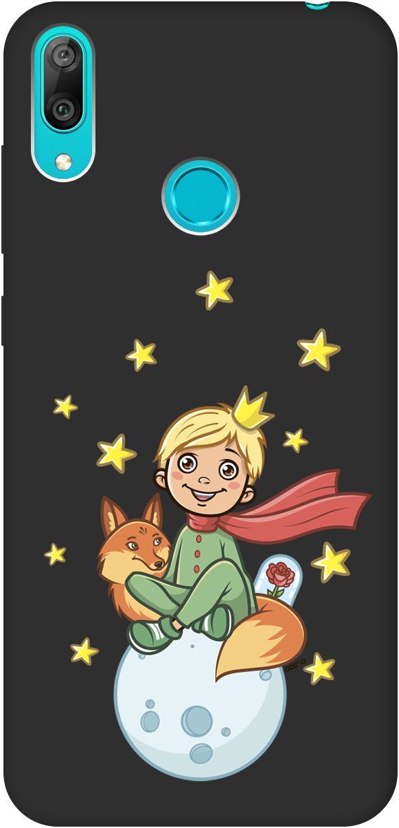 

Матовый чехол на Huawei Y7 (2019) "Little Prince" черный, Черный;бежевый, 2480