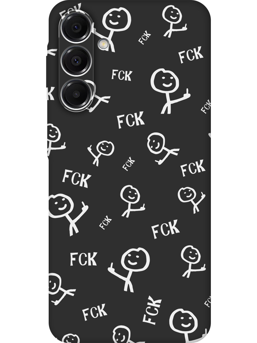 

Силиконовый чехол на Samsung Galaxy A16 с принтом "Fck Pattern" матовый черный, Черный;белый, 786721761