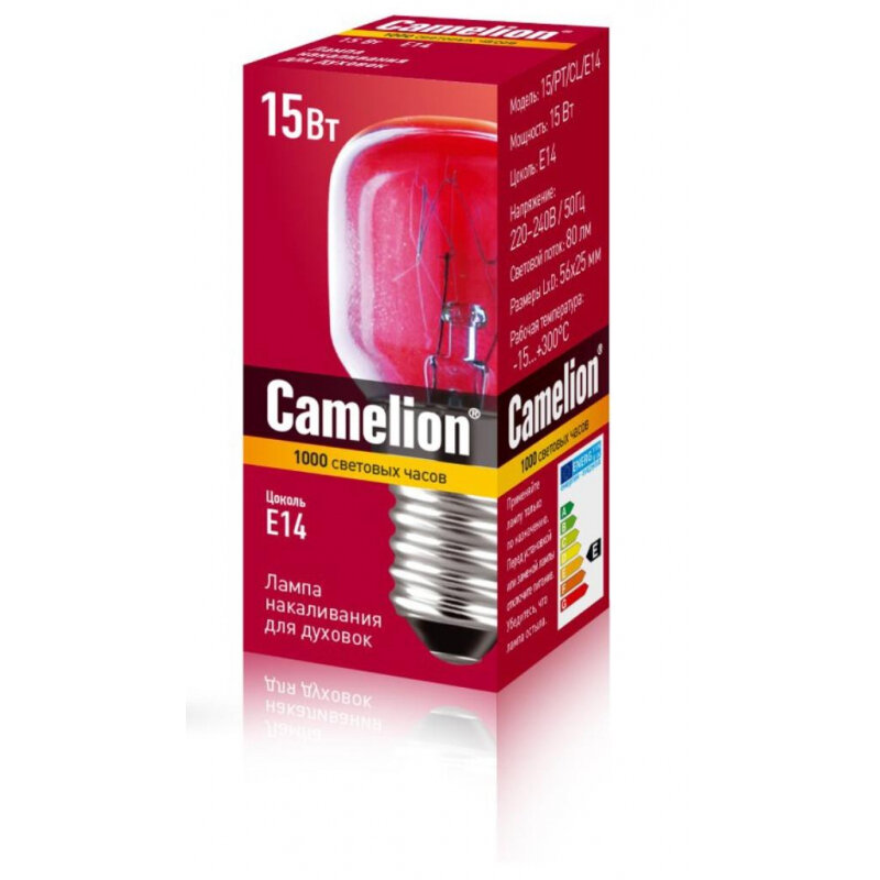 Лампа накаливания для духовок Camelion MIC 15/PT/CL/E14 12979, 1239475