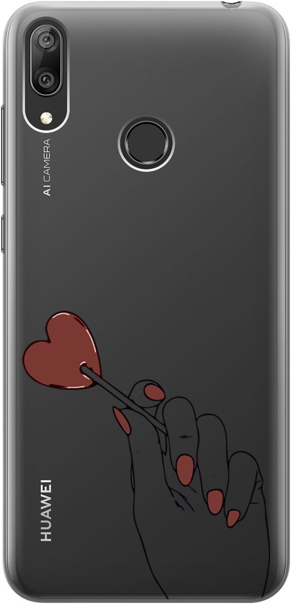 

Силиконовый чехол на Huawei Y7 (2019) "Heartbreaker" прозрачный, Прозрачный;красный, 1704