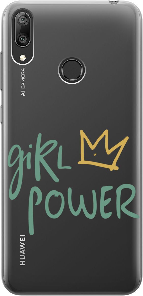 

Силиконовый чехол на Huawei Y7 (2019) "Girl Power!" прозрачный, Прозрачный;зеленый, 1704