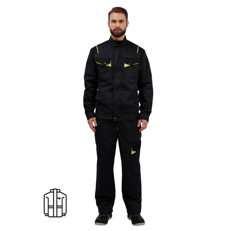 

Куртка рабочая NoBrand 1002362 черный/серый 48-50, 170-176