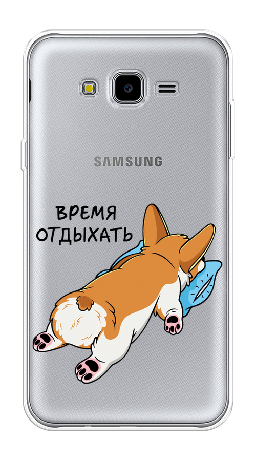

Чехол на Samsung Galaxy J7 Neo "Корги отдыхает", Черный;коричневый;голубой, 25350-1