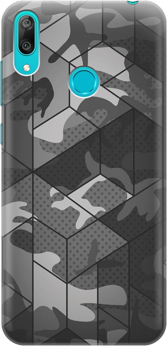 

Силиконовый чехол на Huawei Y7 (2019) "Камуфляжная геометрия", Белый;серый, 4222