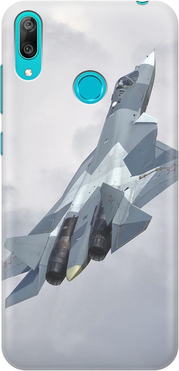 

Силиконовый чехол на Huawei Y7 (2019) "Боевой самолет", Белый;голубой, 4222