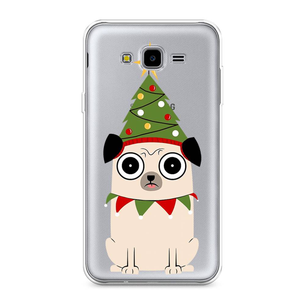 

Чехол на Samsung Galaxy J7 Neo "Собачка с ёлочкой", Бежевый;красный;зеленый, 25350-1