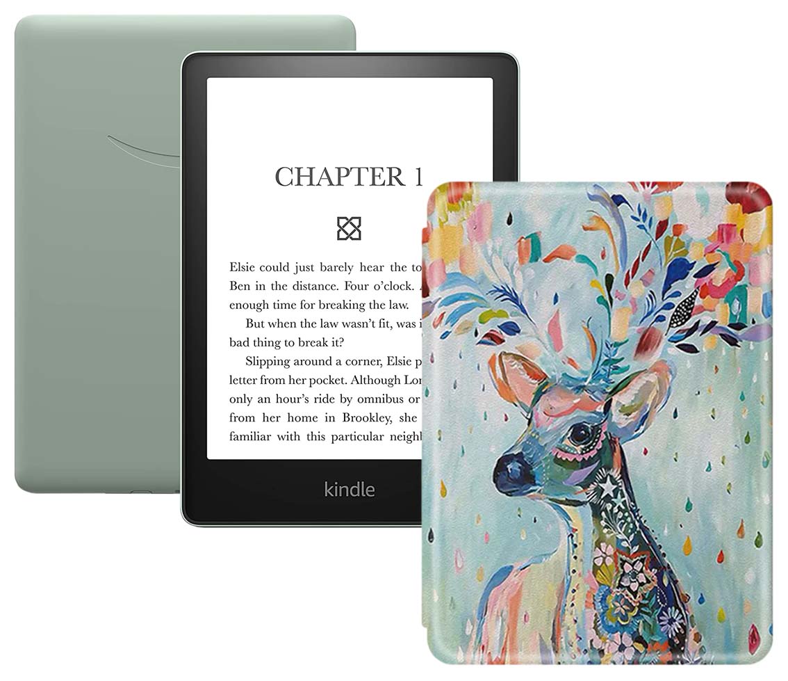

Электронная книга Amazon Kindle PaperWhite 2021 16Gb SO Agave Green с обложкой Deer, Голубой;желтый;зеленый;розовый, Kindle PaperWhite