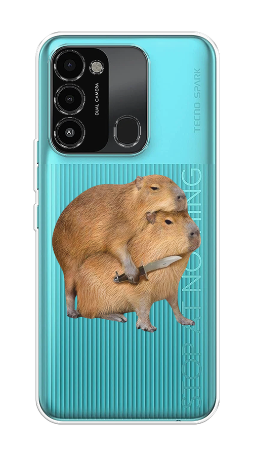 

Чехол на Tecno Spark Go 2022/8С/9 "Капибара с ножом", Бежевый, 301350-1