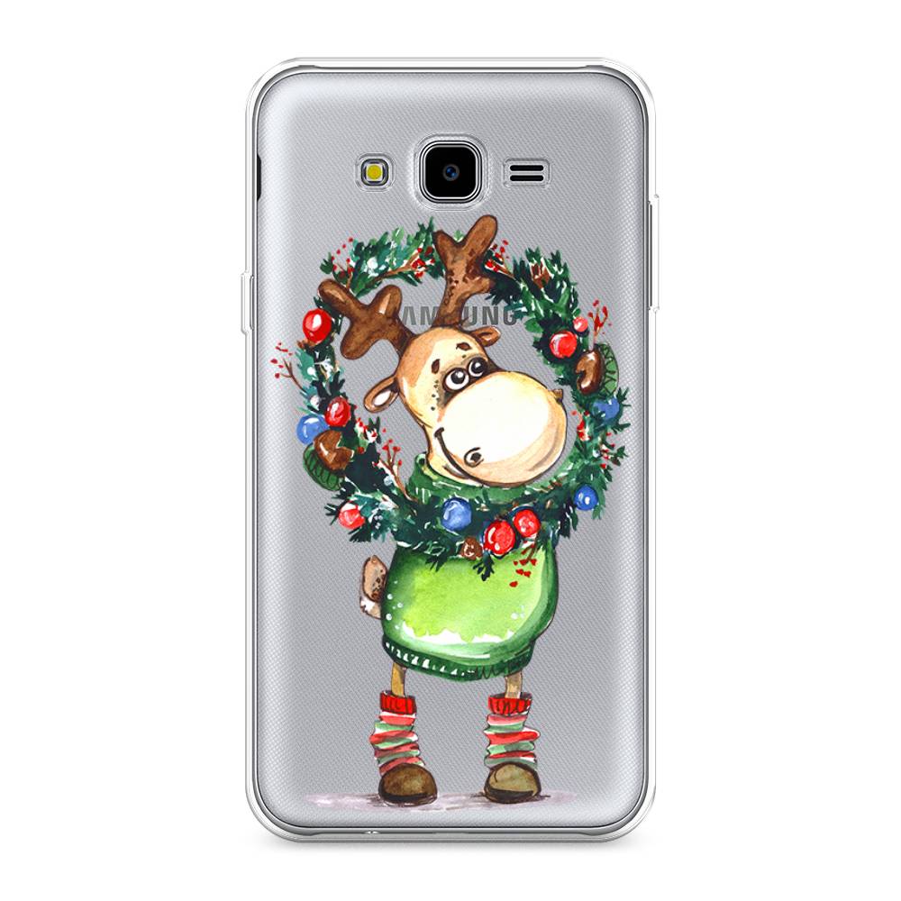 

Чехол на Samsung Galaxy J7 Neo "Олень с новогодним венком", 25350-4