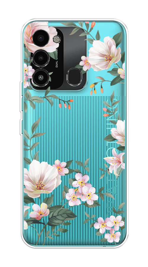 

Чехол на Tecno Spark Go 2022/8С/9 "Beautiful white flowers", Бежевый;зеленый, 301350-1